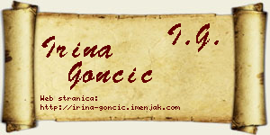Irina Goncić vizit kartica